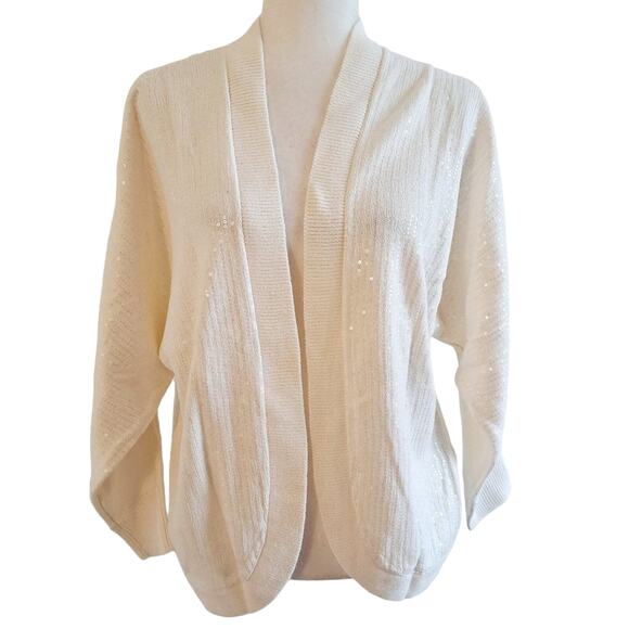 JM Collection Open Front Sequin Knit Cardigan - Picture 2 of 10